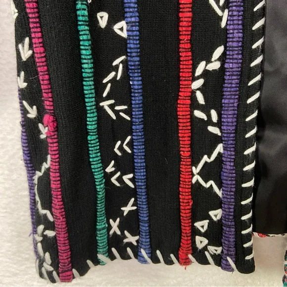 Crystal heavy knit embroidery Aztec boho art to wear open front cardigan jacket. - Picture 5 of 9